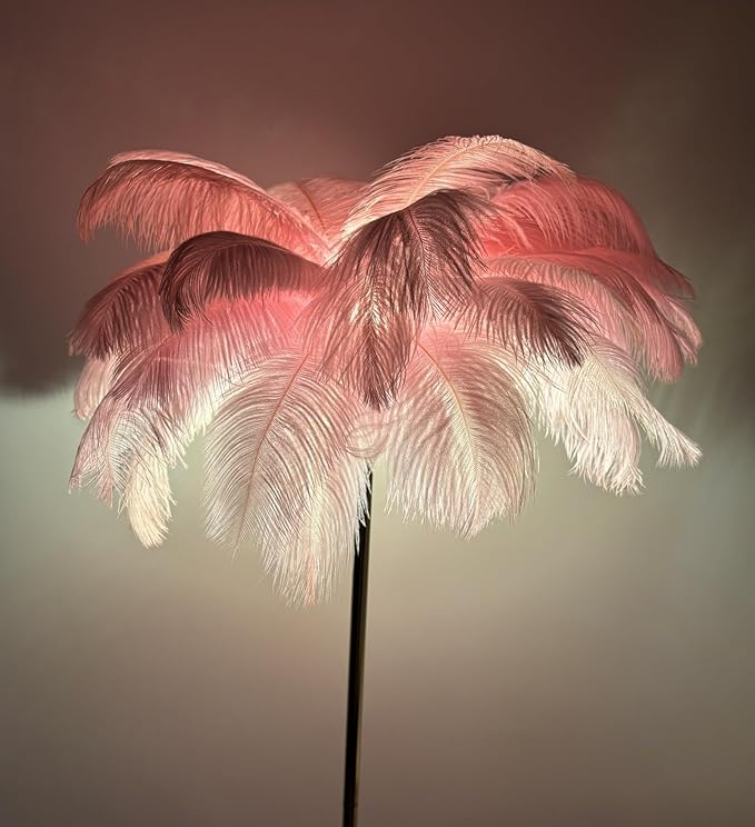 ZYLEIESENBAO Pink Ostrich Lamp Romantic Feather Lamp Nordic Fluffy Standing Light for Bedside Creative Feather Floor Lamp for Sofa Living Room Girl Bedroom Decoration Hotel Wedding Event