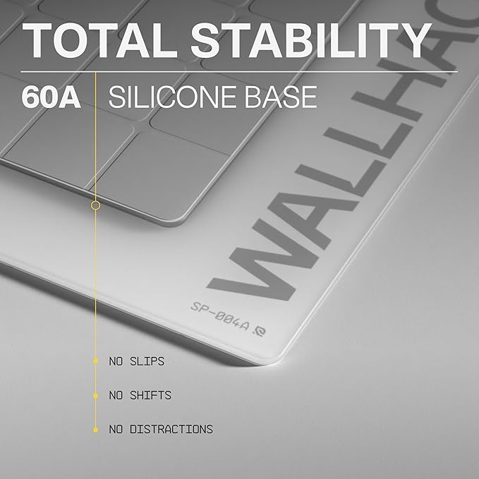 Wallhack SP-004A Glass Gaming Mouse Pad – 4th Gen Micro-Etched Surface, Medium Mousepad for Esports, Ultra-Fast Glide with Stopping Power, Tempered Glass, Durable & Portable, 15.4"x17.7" | White