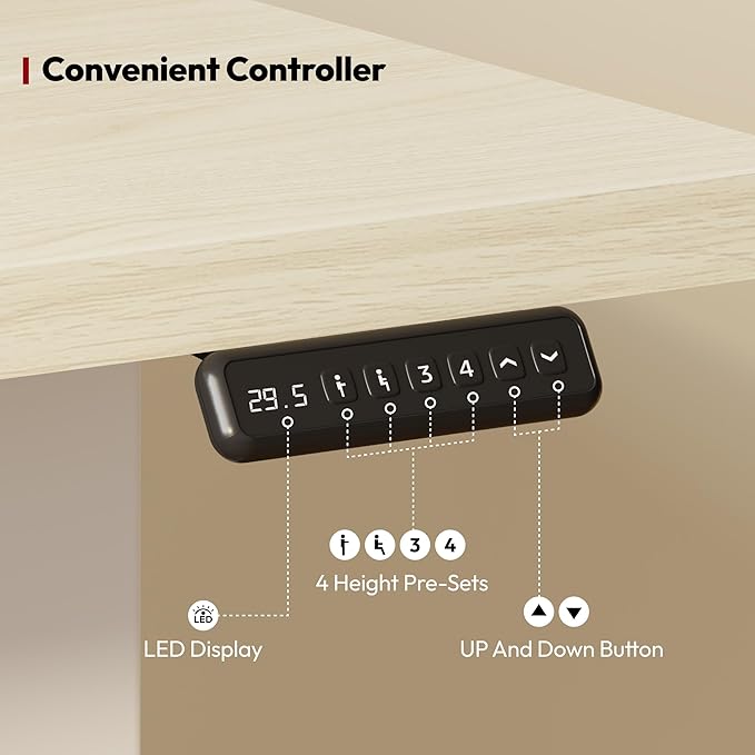 SANODESK L Shaped Standing Desk Adjustable Height, Electric Corner Standing Desk, 63 x 55 inch Sit Stand Computer Table with Splice Board, Maple