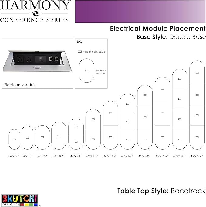 SKUTCHI DESIGNS INC. 10 Ft Oval Shaped Conference Table with Square Matte Black Base | Harmony Series | 8 Person Conference Table | White Cypress