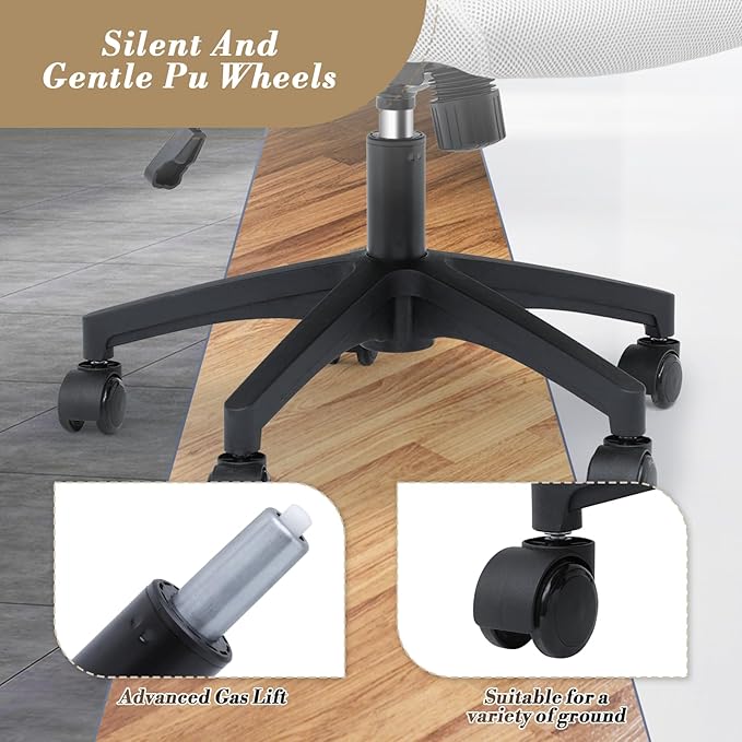 Athena Collection Computer Office Chair, Ergonomic Desk Chair with Rolling Wheels, Mesh Back Support and Height Adjustable, Small and Comfy for Home Office, Study, Light Grey