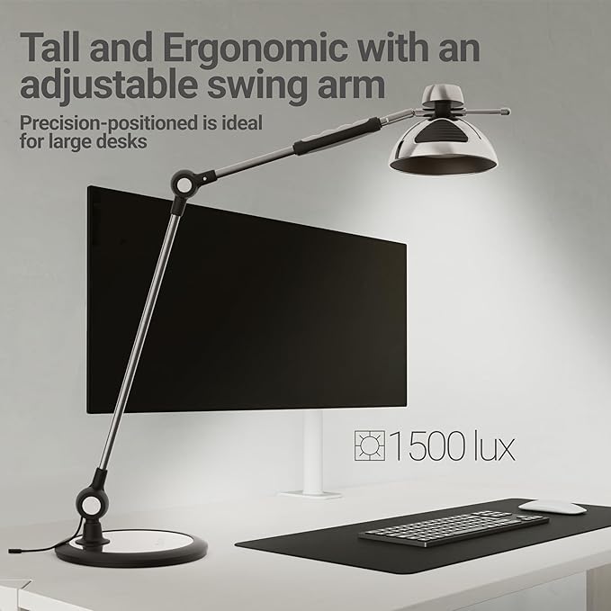 OTUS LED Desk Lamp Gesture Control | Desk Lamps for Home Office 3 Color Modes, 12 Brightness Levels, Memory | Adjustable Tall Office Lamp | Eye-Friendly Task Desktop Light for Reading, Working, Crafts
