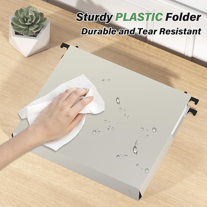Ansook Extra Capacity Plastic Hanging File Folders Letter Size,Heavy Duty 2" Expanding Accordian Pocket with Black Insert Gasket, Filing Cabinet Folders,6 Pack Colored File Hanging Folders Organizer