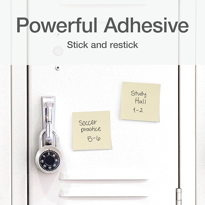 Redi-Tag Sticky Notes, Power Stick Notes, 3" x 3" Recycleable Adhesive Notes, Strong Adhesive Memos, Yellow, 24 Pack, 100 Sheets per Pad (1014128)