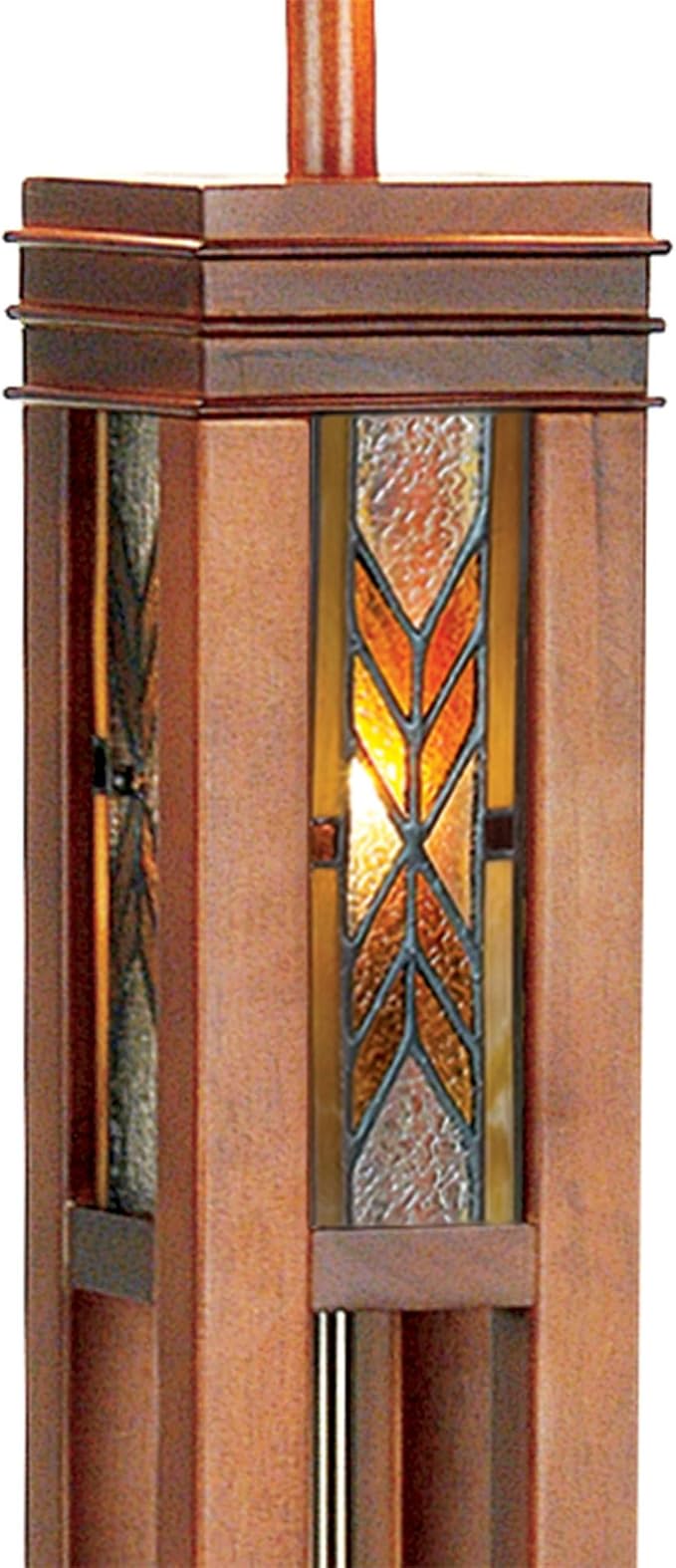 Robert Louis Tiffany Mission Rustic Tiffany Style Floor Lamp with Night Light 62.5" Tall Walnut Wood Column Square Geometric Stained Glass Shade Decor for Living Room Reading House Bedroom