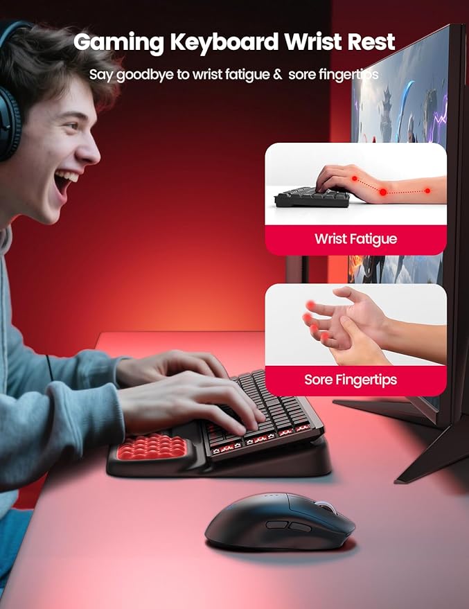 Vaydeer Keyboard Stand with Wrist Rest, Gaming Wrist Support Pad, Ergonomic Hand Rest Arm Memory Foam for Palm Typing Comfort, Keyboard Riser Holder Lifter Computer Desk Accessory Office Home-Purple