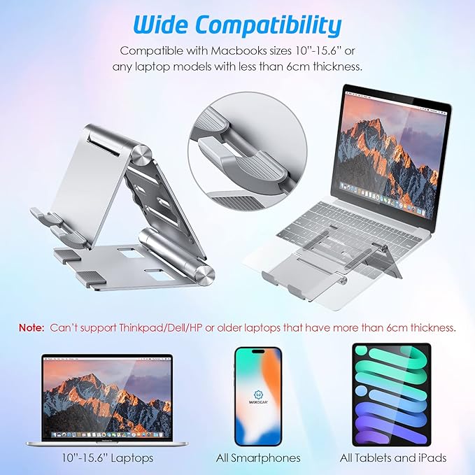 WixGear 3-in-1 Laptop Stand – Adjustable Portable Laptop Riser and Holder for Desk, Travel and Storage, Compatible with MacBook and All Laptops