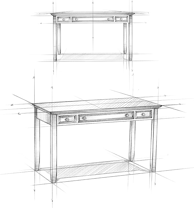 SIMPLIHOME Amherst Desk - 54-Inch Wide Solid Wood Writing Desk in Hickory Brown, Transitional Home Office Computer Table for Workspace or Study with 2 Drawers and Flip-Down Keyboard Tray