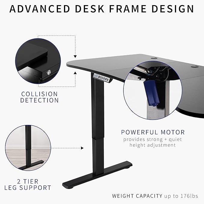 VIVO Electric 63 x 32 in Standing Desk, Memory Height Adjustment, 1B Series, Black Carbon Fiber Top Black Frame, DESK-KIT-1B1R