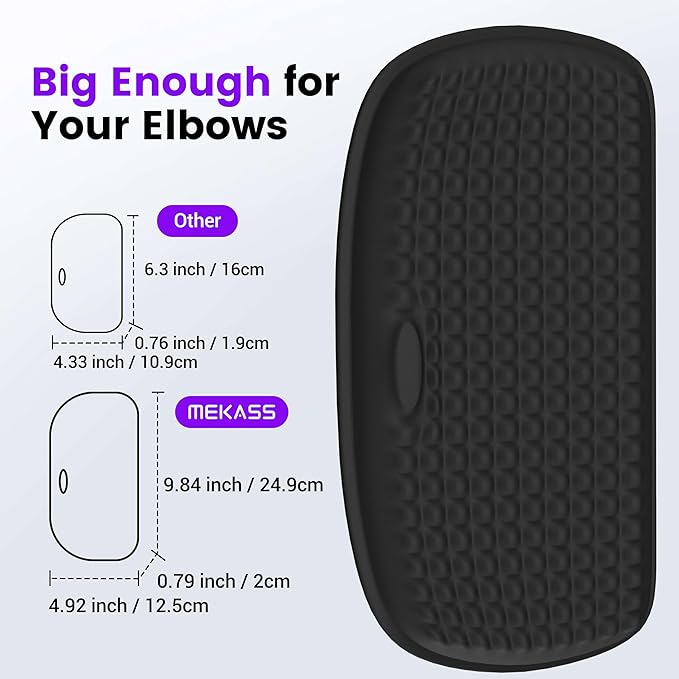 MEKASS Elbow Rest Pads for Desk, Large Size Memory Foam Desk Elbow Rest Armrest Pads with Non-Slip Silicone Base, Elbow Cushion Pads Relieve Elbow, Arm and Wrist Pain for Computer, Office (1 pcs)
