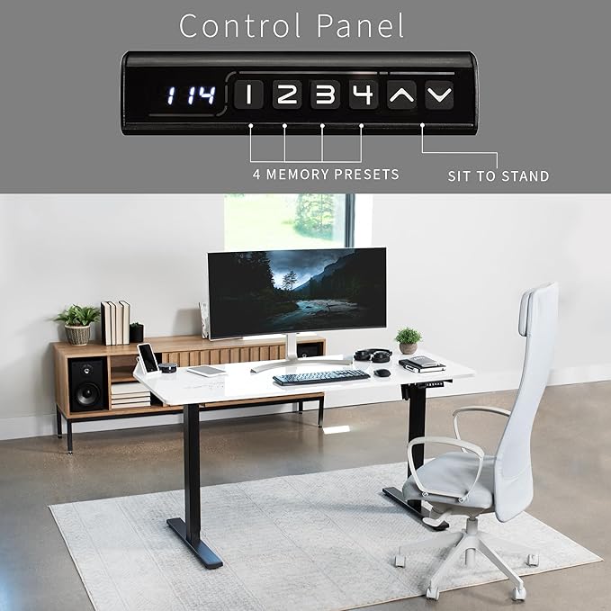 VIVO Electric Dry Erase 60 x 24 in Standing Desk, Memory Height Adjustment, 1B Series, Whiteboard Top Black Frame, DESK-KIT-1B6WE
