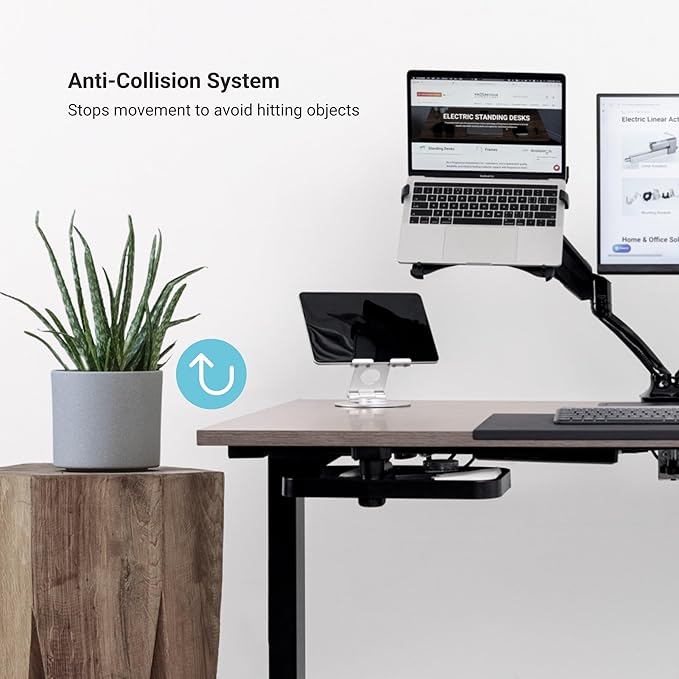 Progressive Desk Stand Up Adjustable Height Electric Standing Desk - 60"x30" Dual Motor, Computer Workstation Table for Home Office - Roasted Walnut, Grey Frame