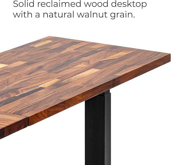 S STAND UP DESK STORE Triple Motor Electric L-Shaped Corner Standing Desk with EZ Assemble Frame (Black Frame/Solid Walnut Top, 71 inch W x 71 inch D)