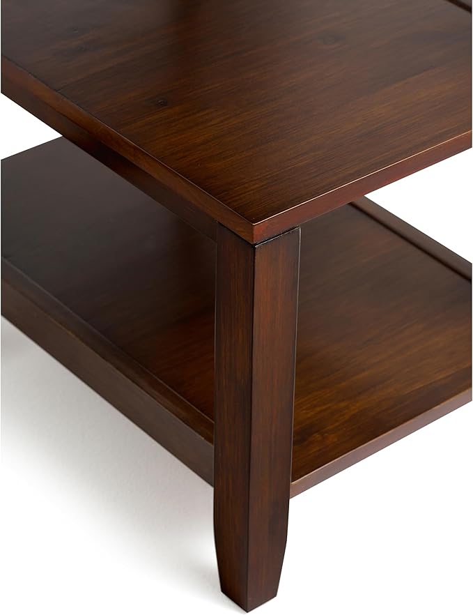 SIMPLIHOME Artisan SOLID WOOD Transitional Modern 50 inch Wide Home Office Desk, Writing Table, Workstation, Study Table Furniture in Russet Brown