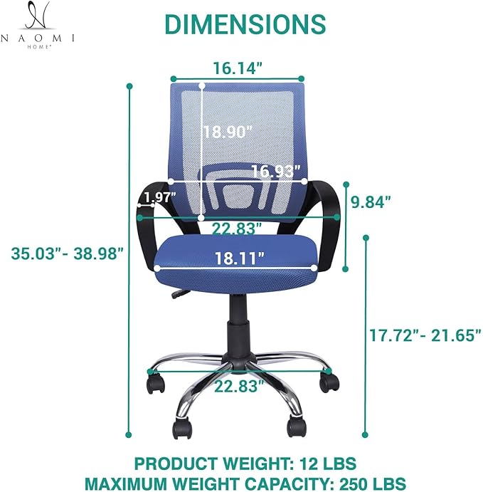 Naomi Home Executive Office Guest Chair Blue/Mid-Back