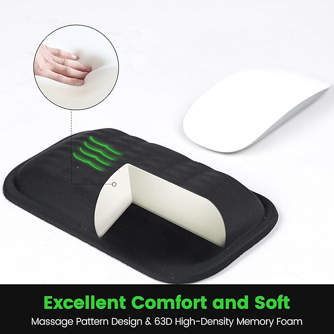 MEKASS Ergonomic Mouse Wrist Rest, Premium Memory Foam Mouse Wrist Pad Support Relieve Wrist Pain for Long Hours of Work, Gaming (Classic Black)