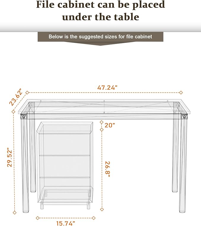 Teraves Computer Desk/Dining Table Office Desk Sturdy Writing Workstation for Home Office (47.24”, Black Oak)