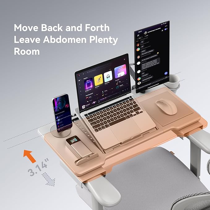 Newtral Home Office Laptop Desk for Armchairs, Adjustable Laptop Table Tray for Working, Gaming, Reading, Writing, and Eating (Gray, Enhanced)