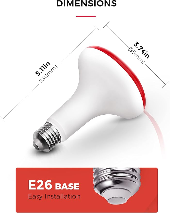 LOHAS Red Flood Light Bulbs, Christmas LED BR30 Pure Red Flood Light Indoor 65W Equivalent, 11 Watt Colored Can Light Bulbs E26, for New Year, Home Lighting, Holiday Party Decoration, 2 Pack