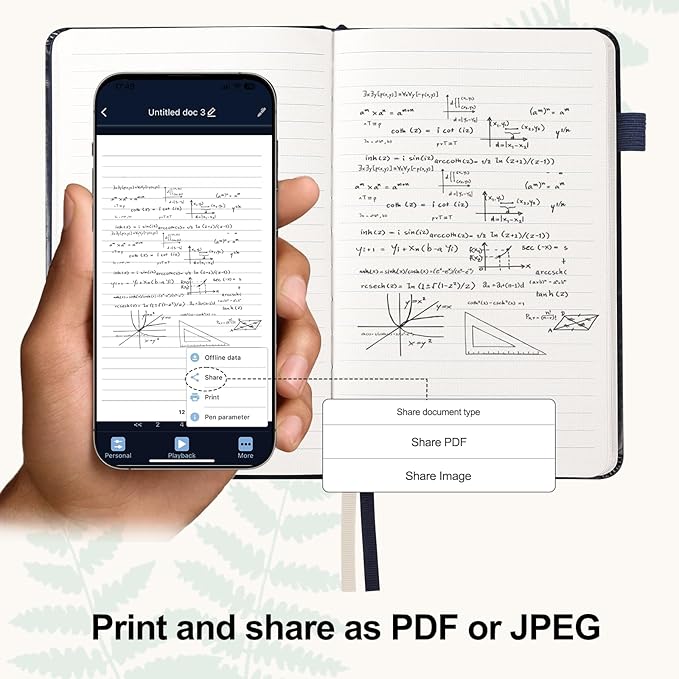 Smart Pen with Real Paper Notebook, Digital Pen for Note Taking, Smart Writing Set, Real-time Sync for Digitizing, Smart Notebook, 5 X 8inch, Navy, Storing,Sharing Paper Notes via APP for Android/IOS