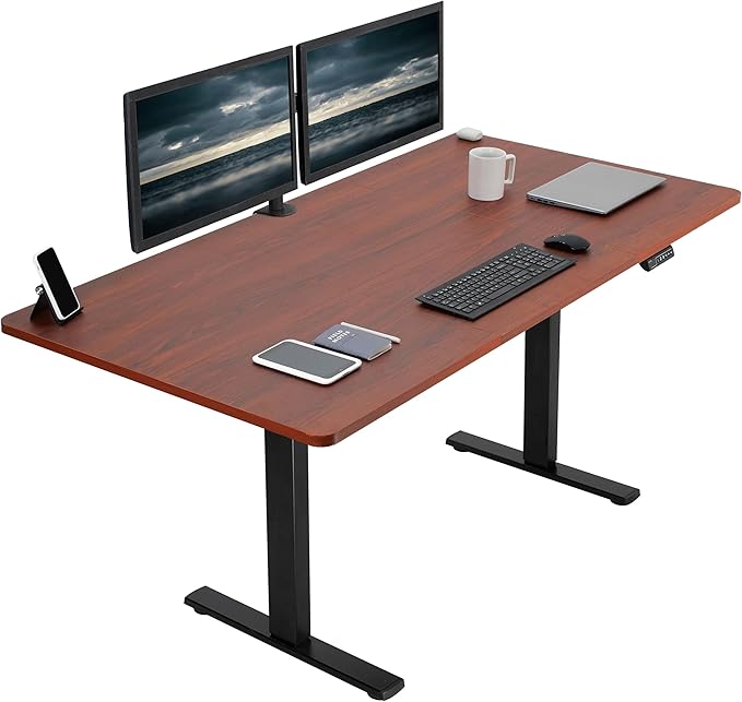 VIVO Electric 71 x 36 in Standing Desk, Memory Height Adjustment, 1B Series, Dark Walnut Top Black Frame, DESK-KIT-1B7D-36