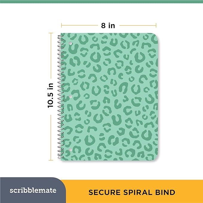 Spiral Notebooks College Ruled 1 Subject Spiral Notebook Bulk Pack of 48 Assorted Soft Colors, 8 x 10 1/2 Inch, 70 Sheets, Leopard Pattern Bulk Notebooks for Work & School