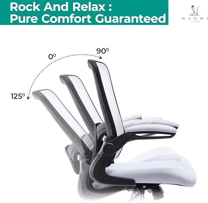 Serena Ergonomic Mesh Drafting Chair - Adjustable, Breathable Mesh, Lumbar Support, Ergonomic and Height Adjustable Flip-Top Office Chair with Foot Ring and Productivity - White