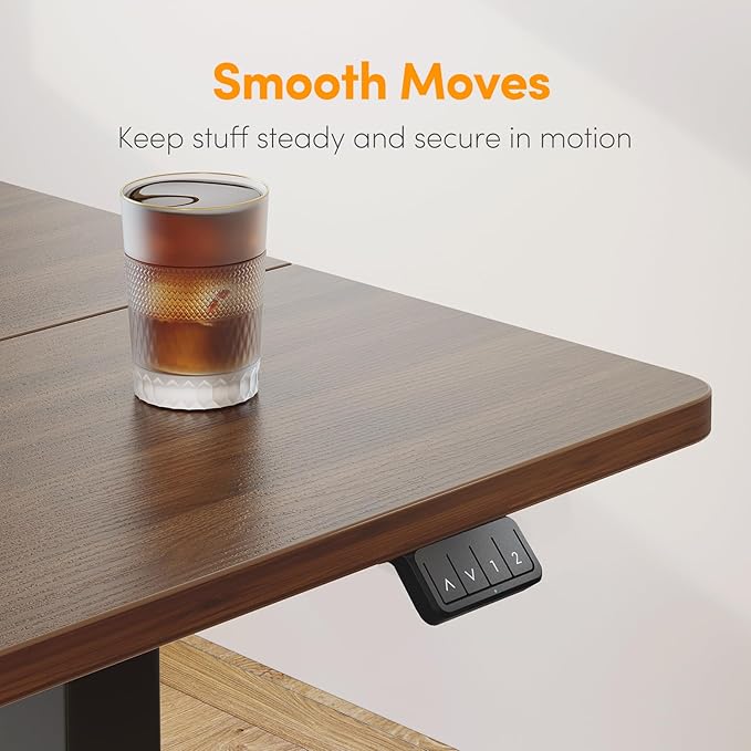 Cubiker Standing Desk, Stand up Height Adjustable Home Office Electric Desk, 40 x 24 Inch Sit Stand Desk with Splice Board, Black Walnut Desktop