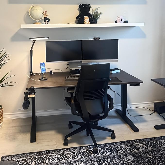 UPLIFTDESK V2 2-Leg Laminate White Standing Desk – Adjustable Height, Advanced 1-Touch Memory Keypad, Under Desk Cable Management, Wire Grommets & Rocker Board (Black C-Frame, 72 x 30 inch)
