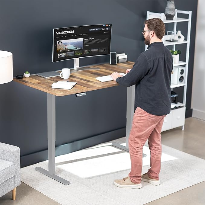 VIVO Electric 71 x 36 in Standing Desk, Memory Height Adjustment, 1B Series, Reclaimed Wood Top Gray Frame, DESK-KIT-1G7P-36