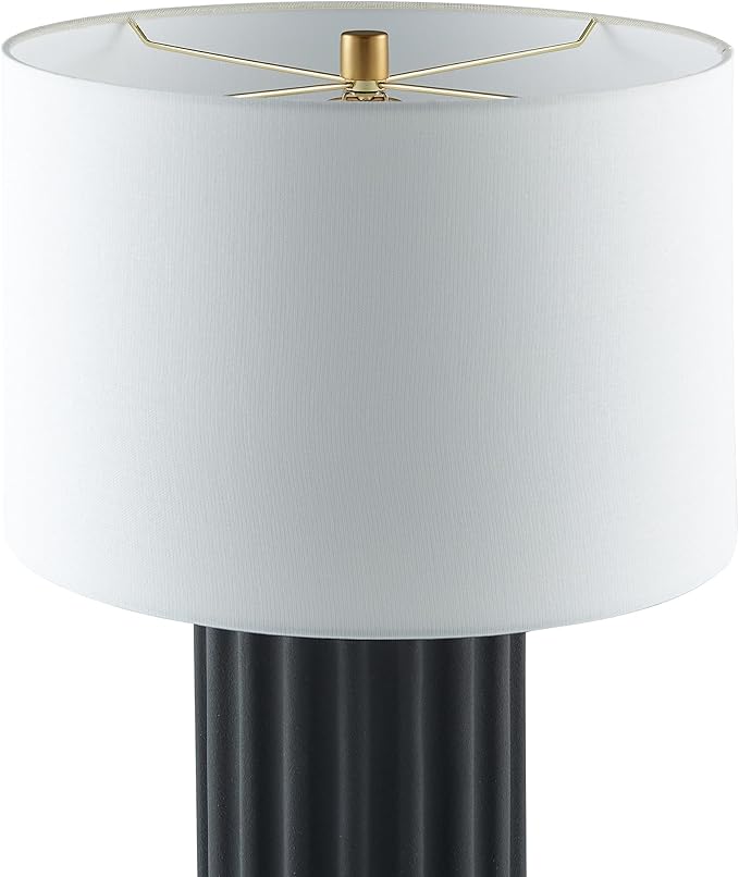Henn&Hart 23" Tall Table Lamp with Fabric Shade in Flat Black/Gold, for Home, Living Room, Bedroom, Entertainment Room, Office, Kitchen, Dining