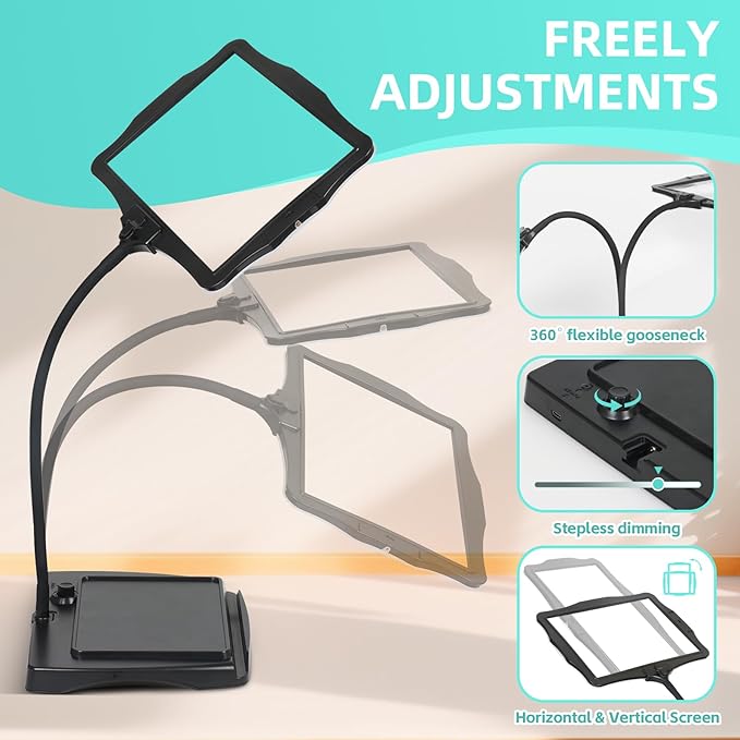 Magnifying Glass with Light and Stand 50 Ultra-Bright LEDs Large Magnifying Lamp with Light Magnifying Glass on Stand Hand-Free with 360° Flexible Gooseneck for Close Work Reading Repair Crafts