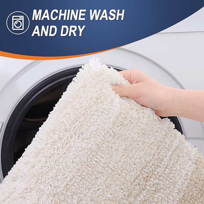 OLANLY Bathroom Rugs Mat 30x20, Extra Soft Absorbent Microfiber Bath Rugs, Rubber Backing, Quick Dry, Machine Washable Bath Mats for Bathroom Floor, Tub and Shower, Home Decor Accessories, Light Beige