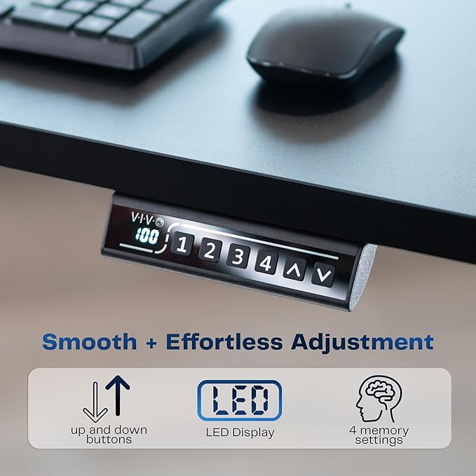 VIVO Electric 55 x 28 in Standing Desk, Memory Height Adjustment, 1B Series, One-Piece Dark Walnut Top, White Frame, DESK-KIT-1W55D