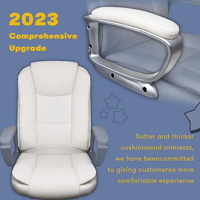 OFIKA Home Office Chair, 400LBS Big and Tall Chair Heavy Duty Design, Ergonomic High Back Cushion Lumbar Back Support, Computer Desk Chair, Adjustable Executive Leather Chair with Armrest
