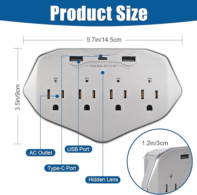 Wall Outlet Hidden Camera 45W Faster Charger Spy Camera Nanny Cam for Home, Office and Business Security with Wi-Fi HD 1080P Connectivity