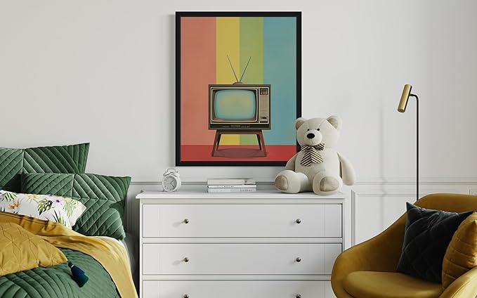 Television Set Pop Art Poster Print, Vintage Retro Wall Art Decor Paintings Classic Artwork for Bedroom Living Room Decorations. 43 (Television Set, 24 x 36 inches, Black Frame)