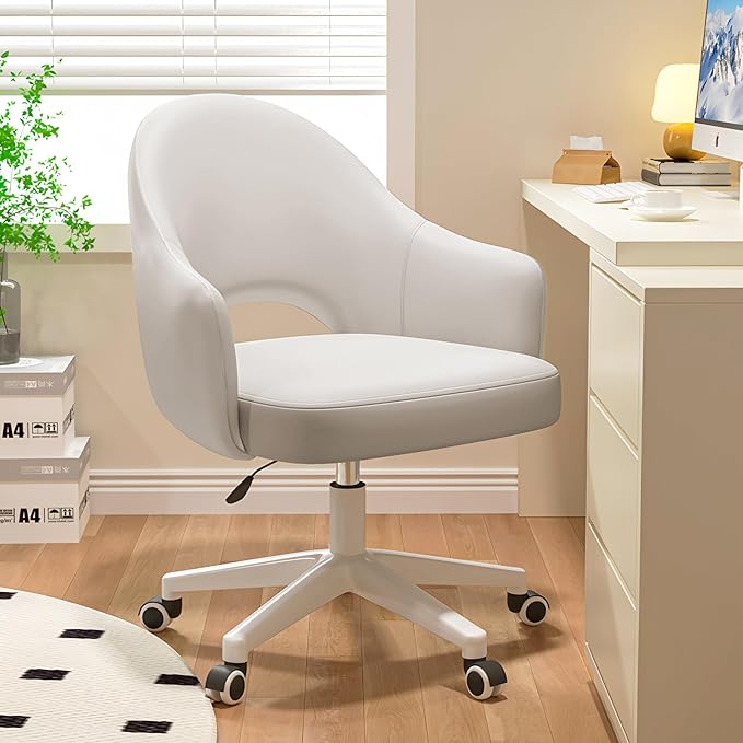 Home Office Chair Velvet Vanity Chairs Cute Makeup Desk Chair with Wheels Mid Back Computer Chairs Height Adjustable Small Swivel Rolling Task Chair