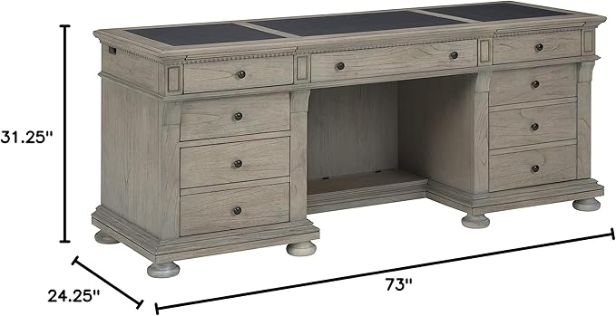 Hekman Wellington Estates Office Executive Credenza Desk - Wooden Office Credenza with Keyboard Drawer, Wire Management, Pull-Out Writing Surface - Home Office Storage Desk for Business & Workspaces