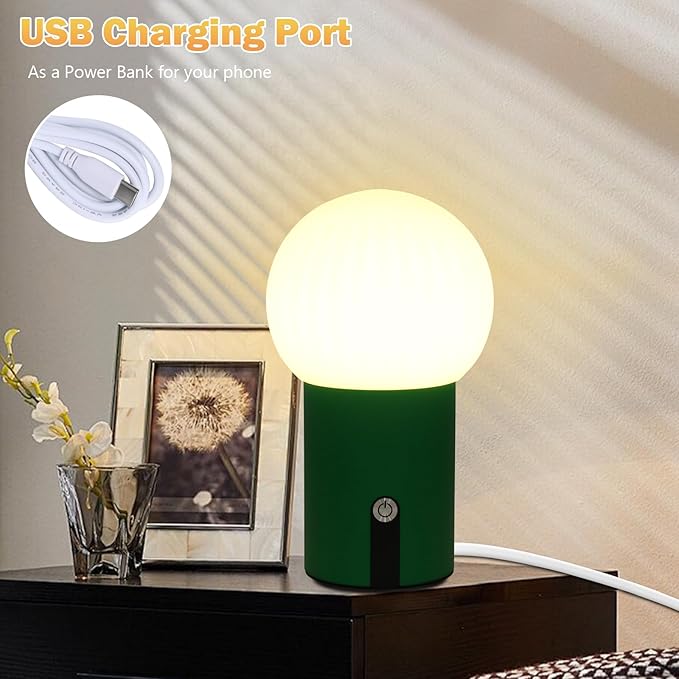 Small Night Lights for Kids, 6.7" Rechargeable Table Lamp 4000mAh Battery Cordless Table Lamps Brightless Control Cactus Cute Night Light, Soft Night Lights for Bedroom, Gift for Children, Baby Gift
