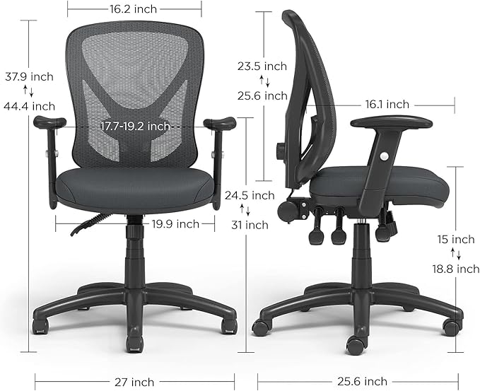 STAPLES Carder Ergonomic Office Desk Chair, Breathable Mesh Swivel Seat & Back, Adjustable Height, Lumbar Support, Black