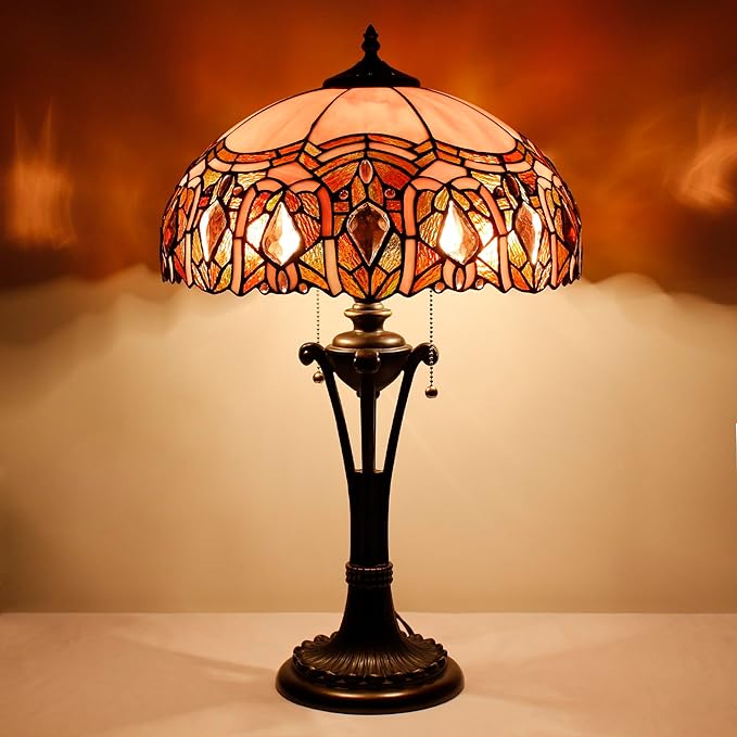 Tiffany Table Lamp Pink Jewelry Stained Glass Desk Lamp 16X16X24 Inches Reading Light