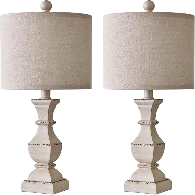 PoKat 20.5" Retro Table Lamps Set of 2 Nightstand Lamp for Bedroom Vintage Rustic Table Lamps for Living Room Traditional Nightstand Bedside Lamps, Suitable for Small Place