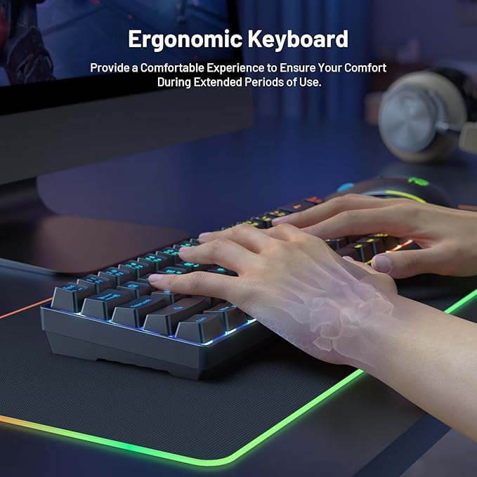 Snpurdiri 60% Wireless Gaming Keyboard and Mouse Combo,LED Backlit Rechargeable 2000mAh Battery,Small Membrane But Mechanical Feel Keyboard + Popular RGB Mice for Gaming,Business Office