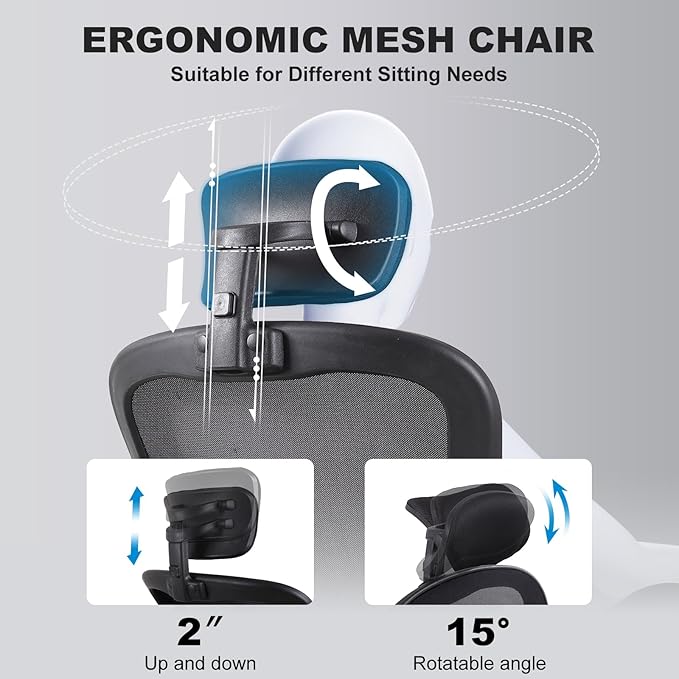10 Pack Ergonomic Office Chair with 3D Adjustable Headrest, Mesh Home Office Desk Chairs with Lumbar Support & Flip-Up Armrests for Office, Home and Conference Room(10 Pack)