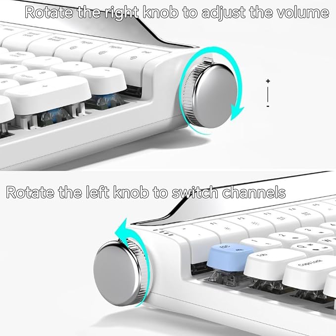 Retro Typewriter Mechanical Keyboard with Tablet Stand, 100 Keys LED Backlit, ABS+PBT Keycaps, Wired/Bluetooth, Blue Switch, Compatible with Windows/Mac/iOS/Android (White)