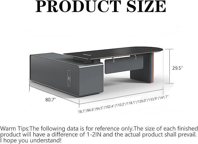 Modern Executive Desk, 110.2 inch L Shaped Desk with Storage, L Shape Corner Desks with Drawers No Installation Required Without Display Racks and Bookshelves