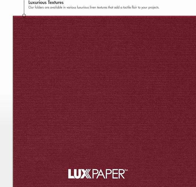 LUXPaper 9.5" x 12" Certificate Holders | Burgundy Linen | 100lb. Cover | 25 Qty