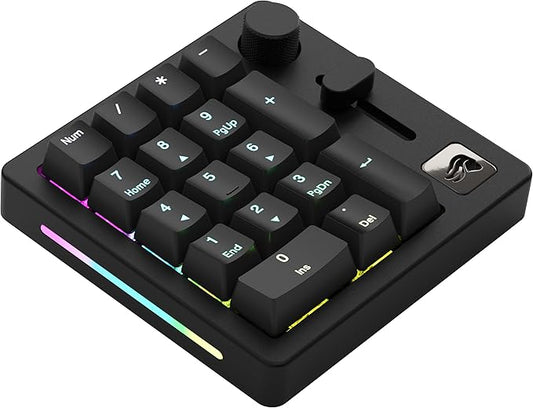 Glorious GMMK Macro Pad - Black Mechanical Numpad - 10 Key USB Keypad - Hotswap, Programmable Volume Knob, RGB Backlit, Wired & Wireless Bluetooth- Gaming Keyboard Number Pad