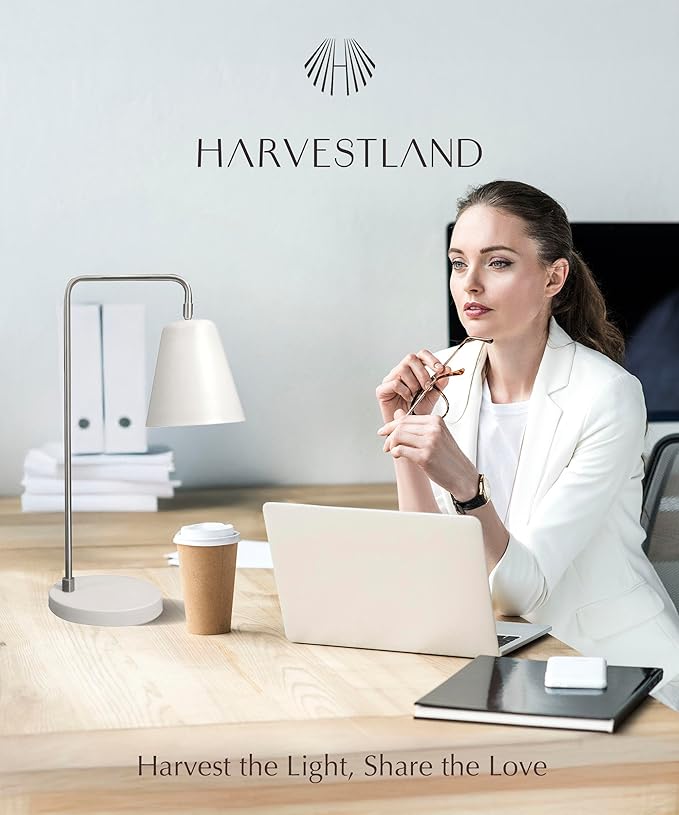 HarvestLand Steady Silver Desk Lamp – Adjustable Industrial Table Lamp with Solid Base, Lamp for nightstand, Desk Lamp Home Office and Bedside Table Lamp